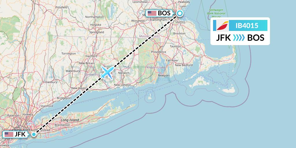 IB4015 Iberia Flight Map: New York to Boston