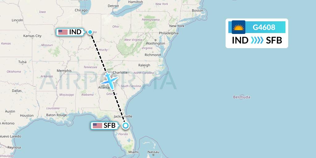 G4608 Allegiant Air Flight Map: Indianapolis to Orlando