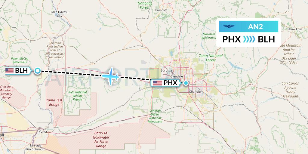 AN2 Advanced Air Flight Map: Phoenix to Blythe
