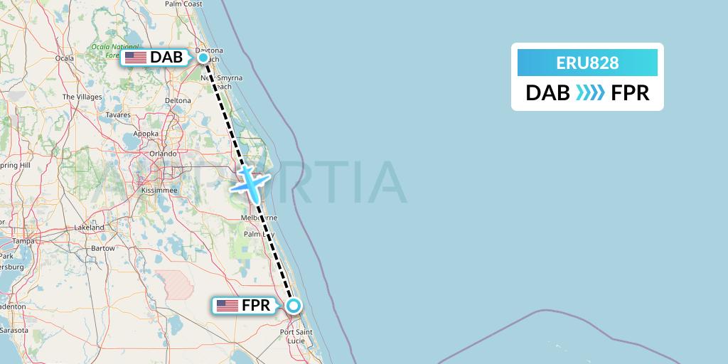 ERU828 Embry-riddle Aeronautical University Flight Map: Daytona Beach to Fort Pierce
