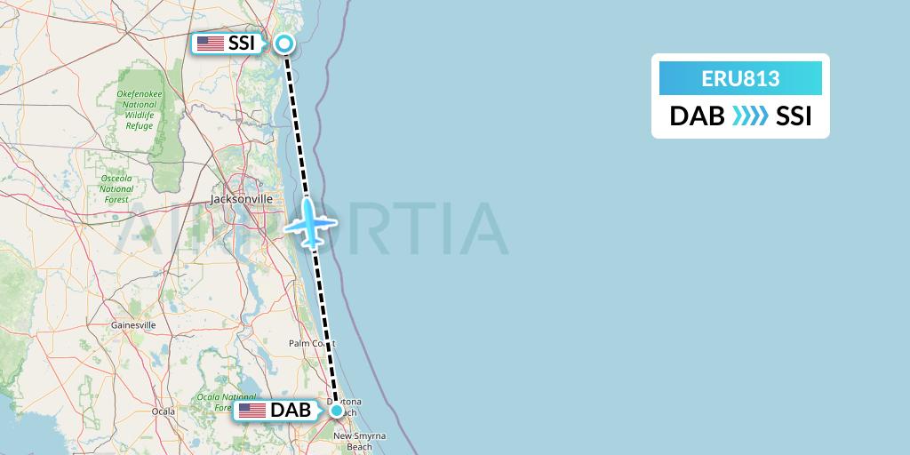 ERU813 Embry-riddle Aeronautical University Flight Map: Daytona Beach to Brunswick