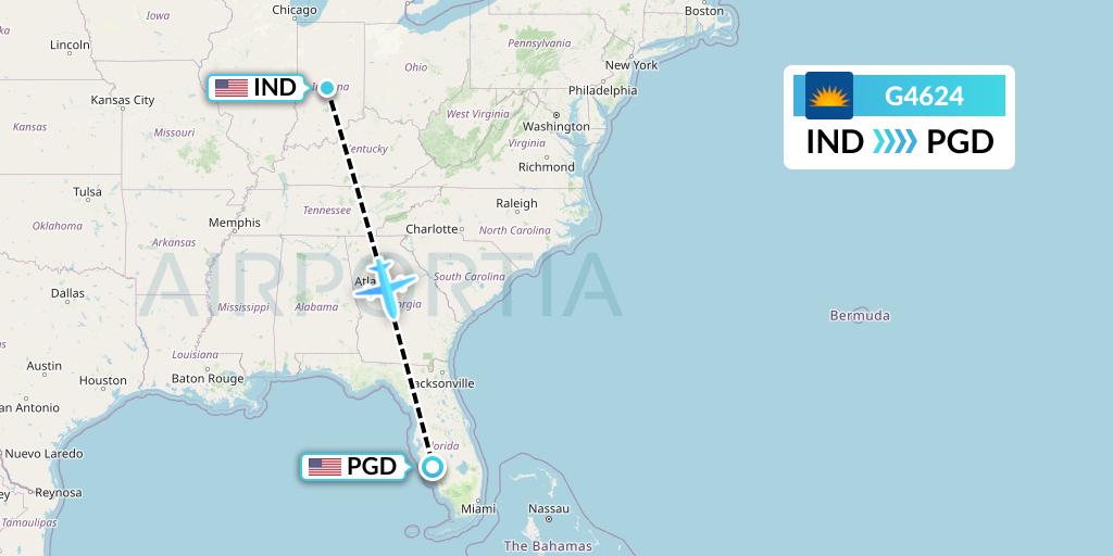 G4624 Allegiant Air Flight Map: Indianapolis to Punta Gorda