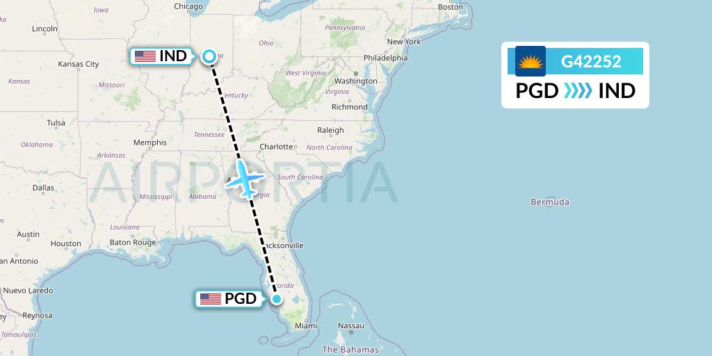 G42252 Allegiant Air Flight Map: Punta Gorda to Indianapolis