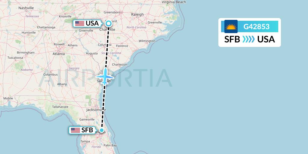 G42853 Allegiant Air Flight Map: Orlando to Concord