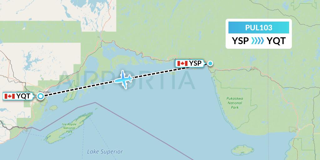 PUL103 Ornge Air Flight Map: Marathon to Thunder Bay