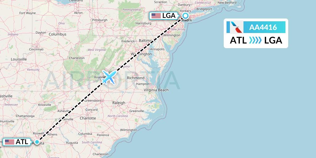 AA4416 American Airlines Flight Map: Atlanta to New York