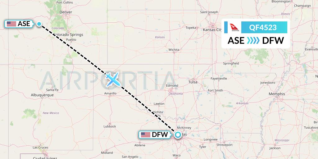 QF4523 Qantas Flight Map: Aspen to Dallas
