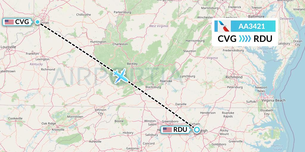 AA3421 Flight Status American Airlines Cincinnati to RaleighDurham