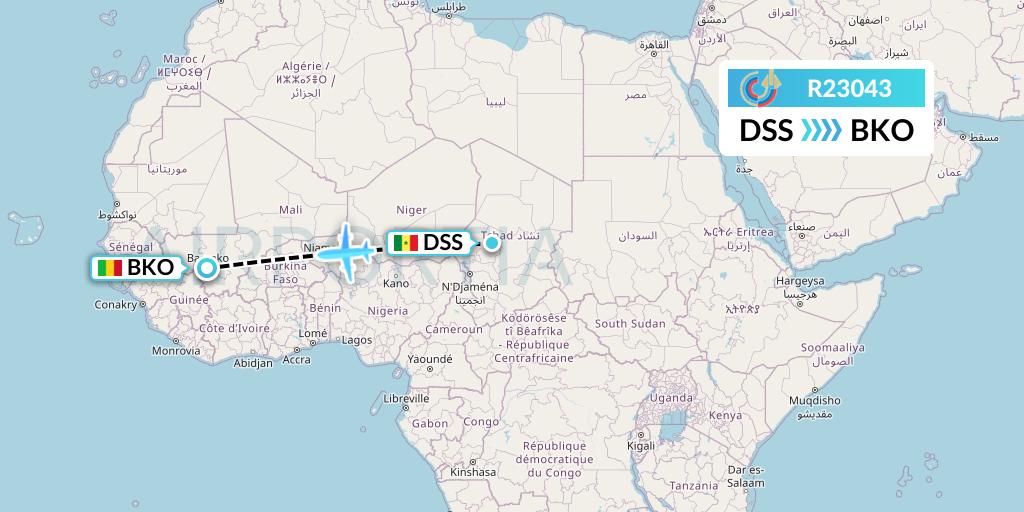 R23043 Groupe Transair Flight Map: Dakar to Bamako
