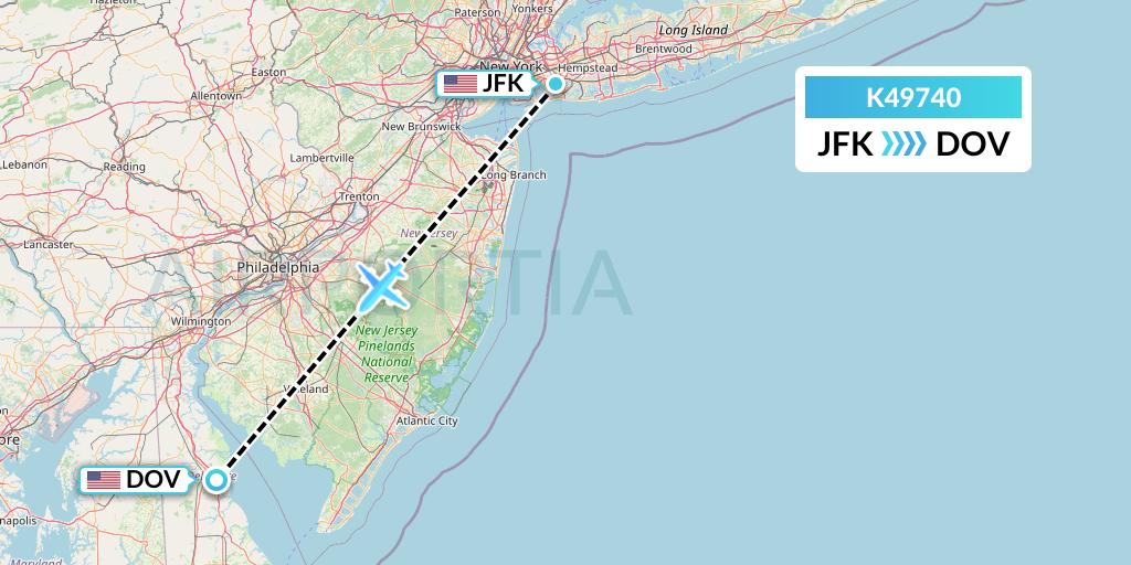 K49740 Kalitta Air Flight Map: New York to Dover-Cheswold