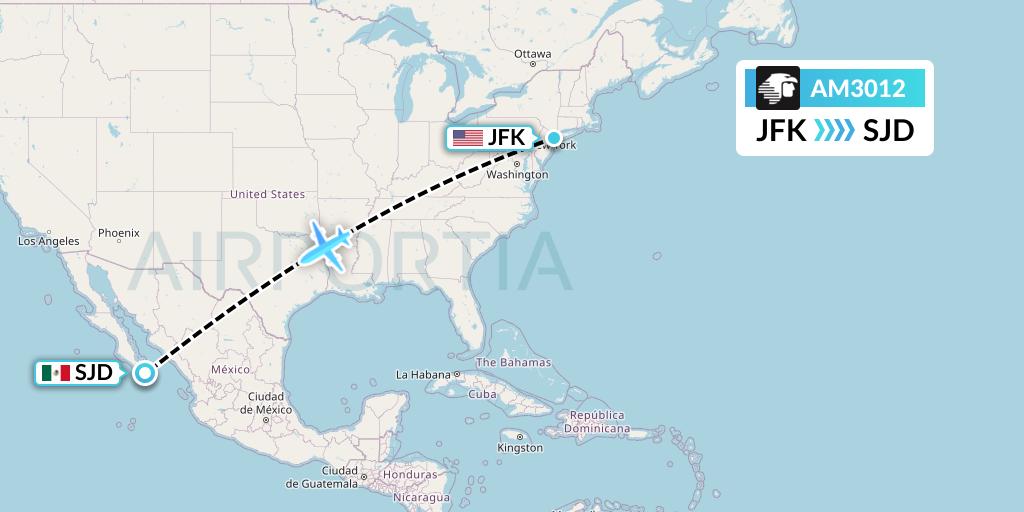 AM3012 Aeromexico Flight Map: New York to San Jose del Cabo