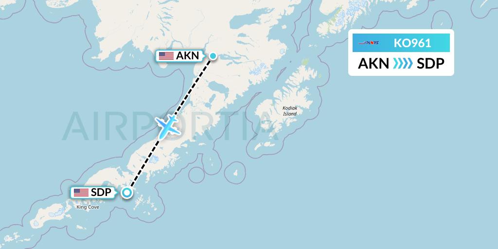 KO961 Komiaviatrans Flight Map: King Salmon to Sand Point