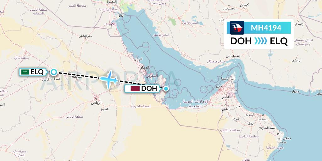 MH4194 Malaysia Airlines Flight Map: Doha to Al-Qassim