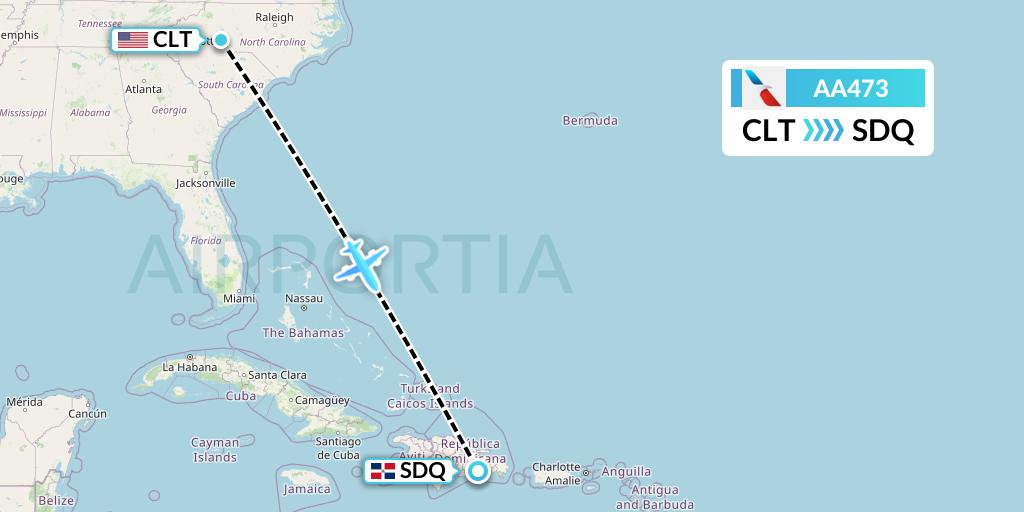 AA473 Flight Status American Airlines Charlotte to Santo Domingo (AAL473)
