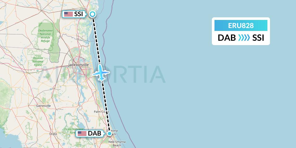 ERU828 Embry-riddle Aeronautical University Flight Map: Daytona Beach to Brunswick