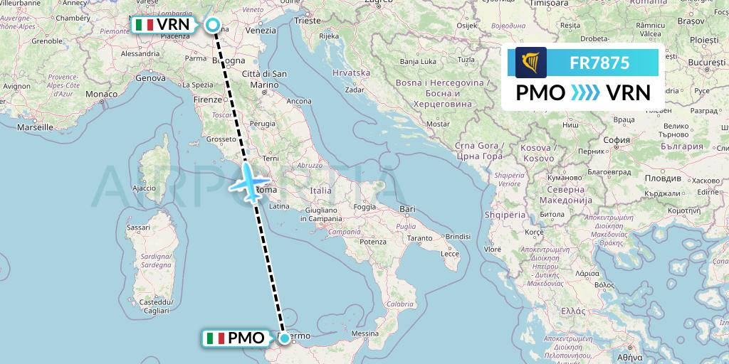 FR7875 Flight Status Ryanair Palermo to Verona (RYR7875)