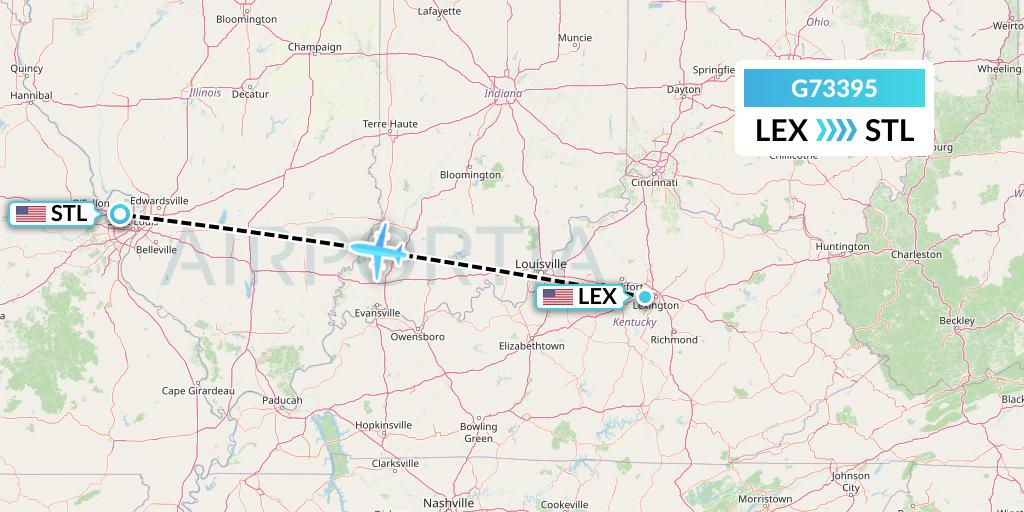 G73395 GoJet Flight Map: Lexington to St. Louis