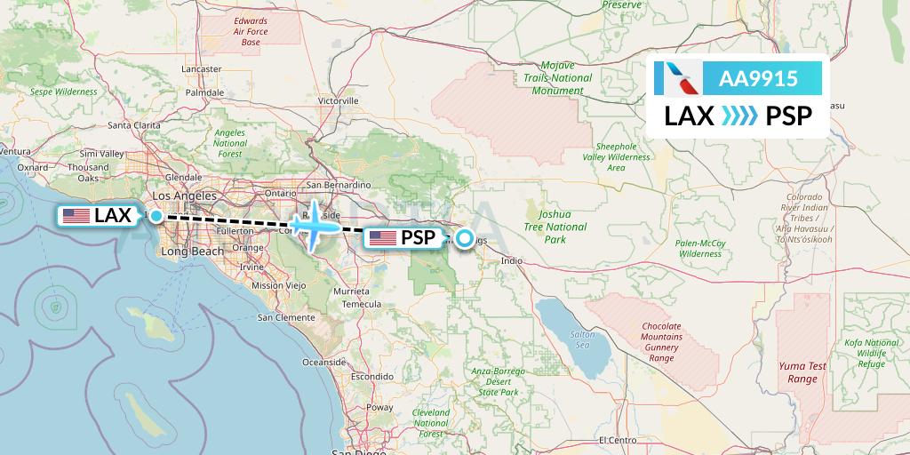 AA9915 American Airlines Flight Map: Los Angeles to Palm Springs