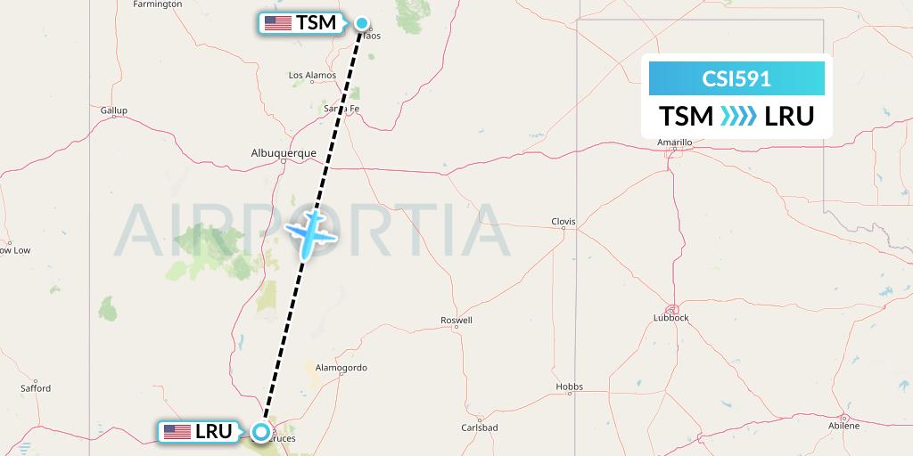 CSI591 Csi Aviation Flight Map: Taos to Las Cruces