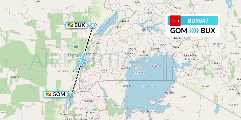 BU9847 Flight Status flyCAA Goma to Congo (FPY9847)