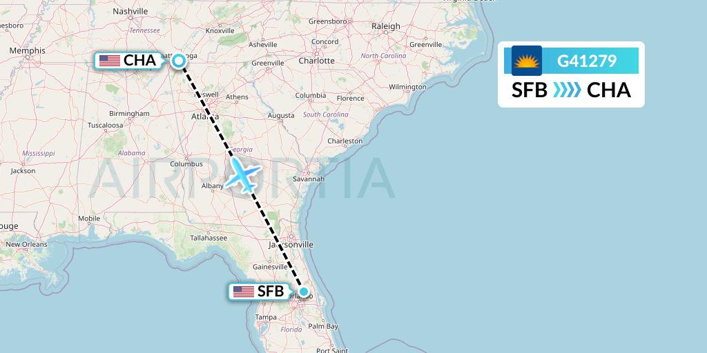 G41279 Allegiant Air Flight Map: Orlando to Chattanooga