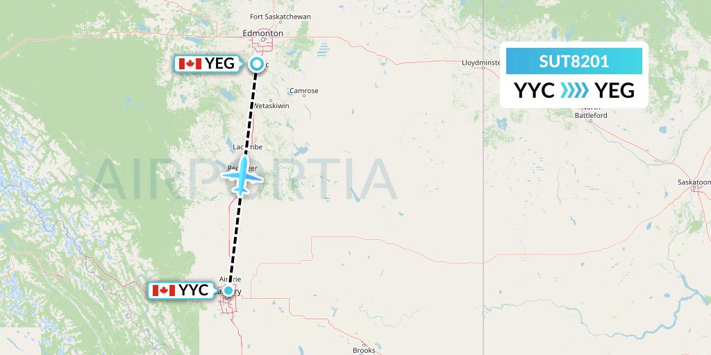 SUT8201 Summit Air Ltd. Flight Map: Calgary to Edmonton