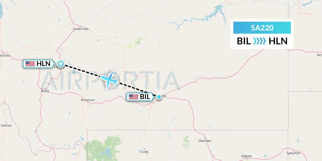 5A220 Alpine Air Express Flight Map: Billings to Helena