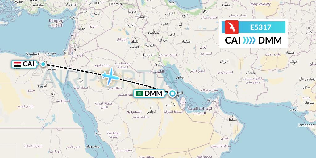 E5317 Air Arabia Egypt Flight Map: Cairo to Dammam