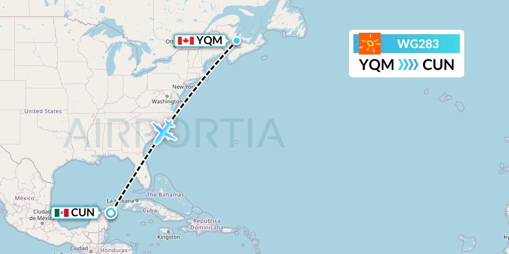 WG283 Flight Status Sunwing Airlines Moncton to Cancun (SWG283)