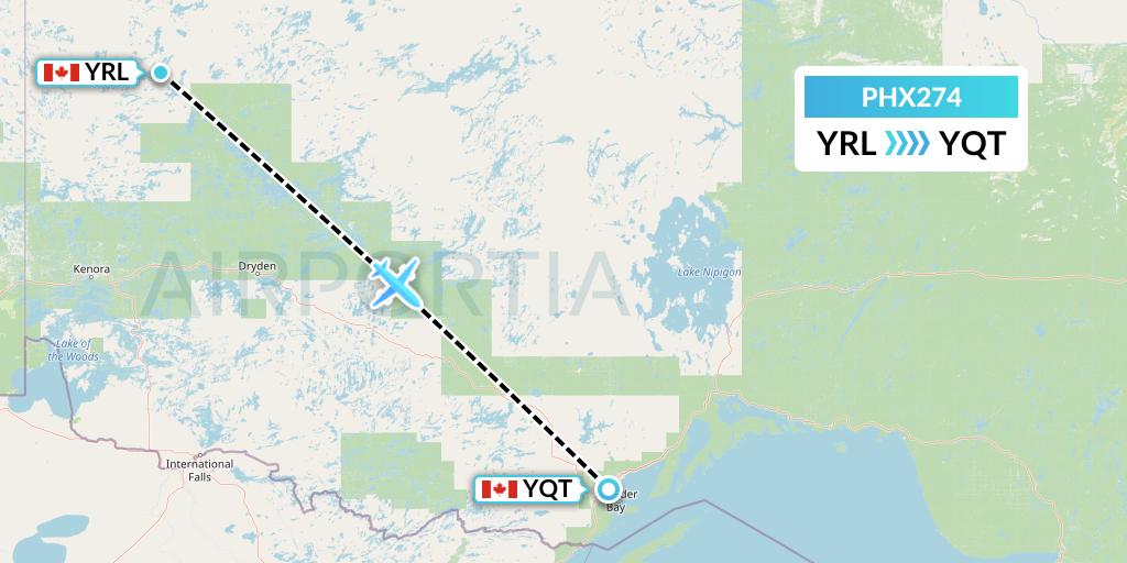 PHX274 SkyCare Flight Map: Red Lake to Thunder Bay