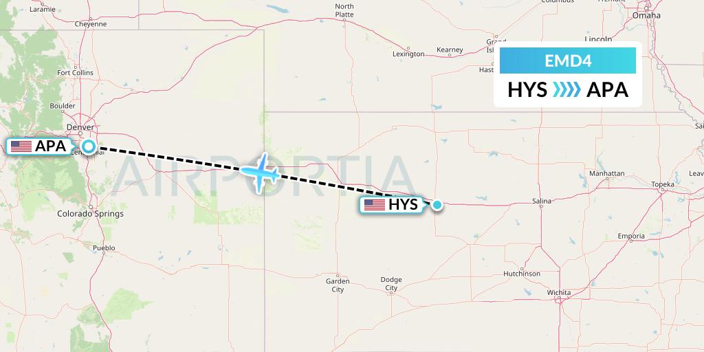 EMD4 Eaglemed Flight Map: Hays to Denver