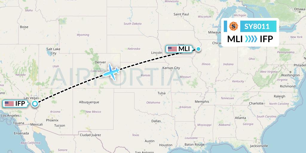 SY8011 Sun Country Airlines Flight Map: Moline to Bullhead City
