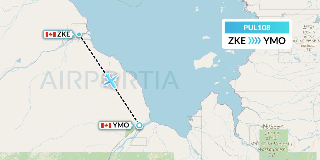 PUL108 Ornge Air Flight Map: Kashechewan to Moosonee