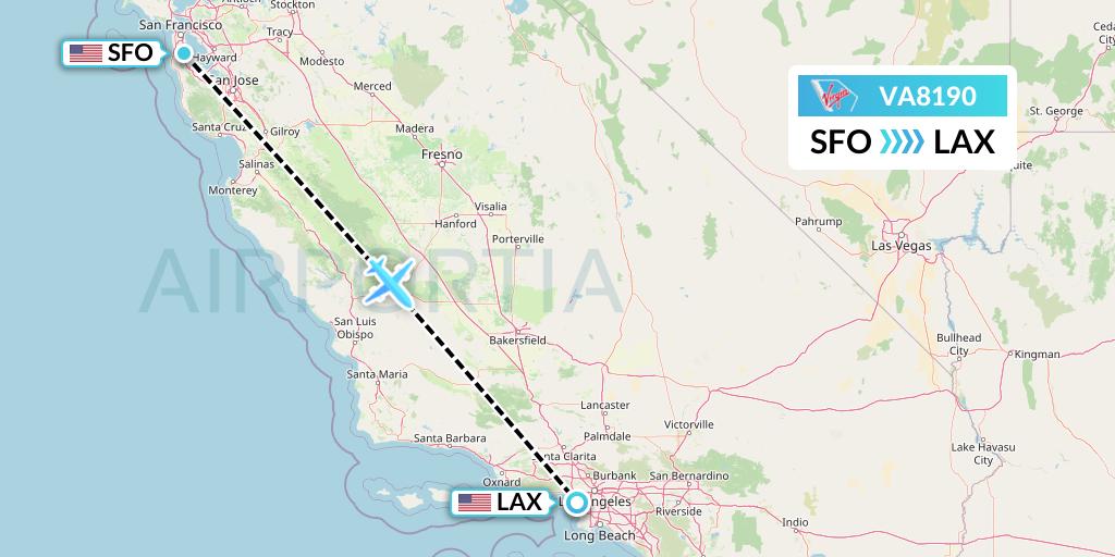 VA8190 Virgin Australia Flight Map: San Francisco to Los Angeles
