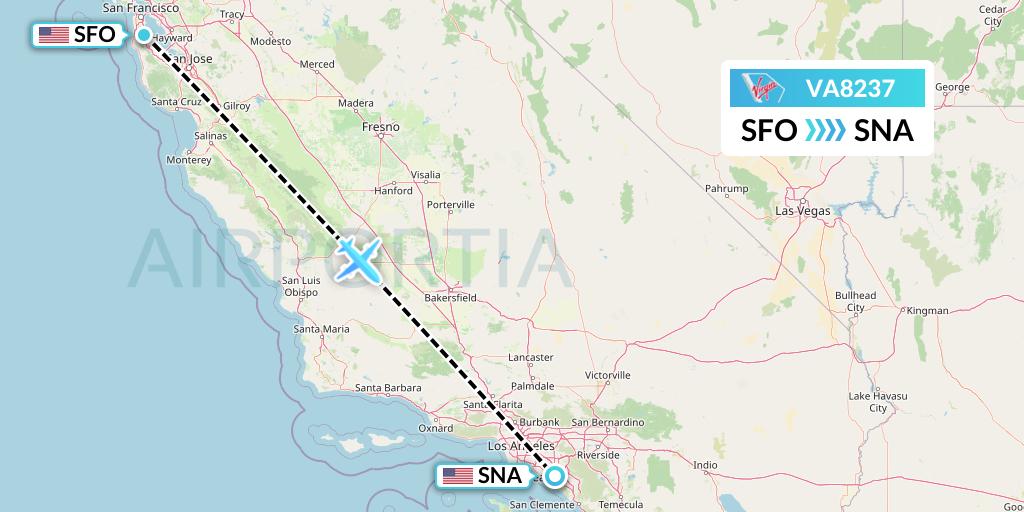 VA8237 Virgin Australia Flight Map: San Francisco to Orange County