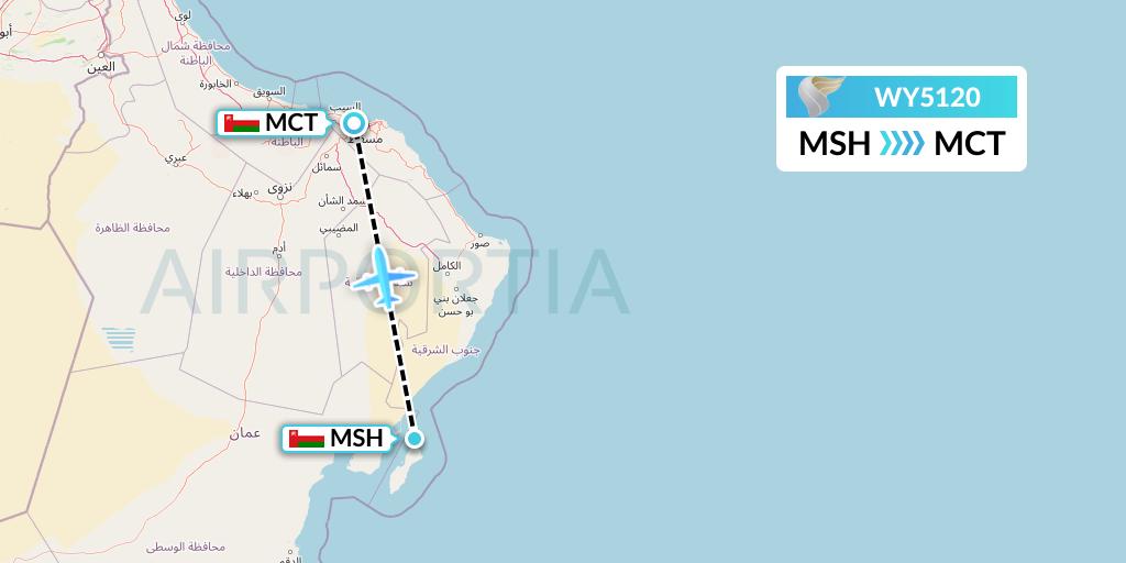 WY5120 Flight Status Oman Air Masirah to Muscat (OMA5120)