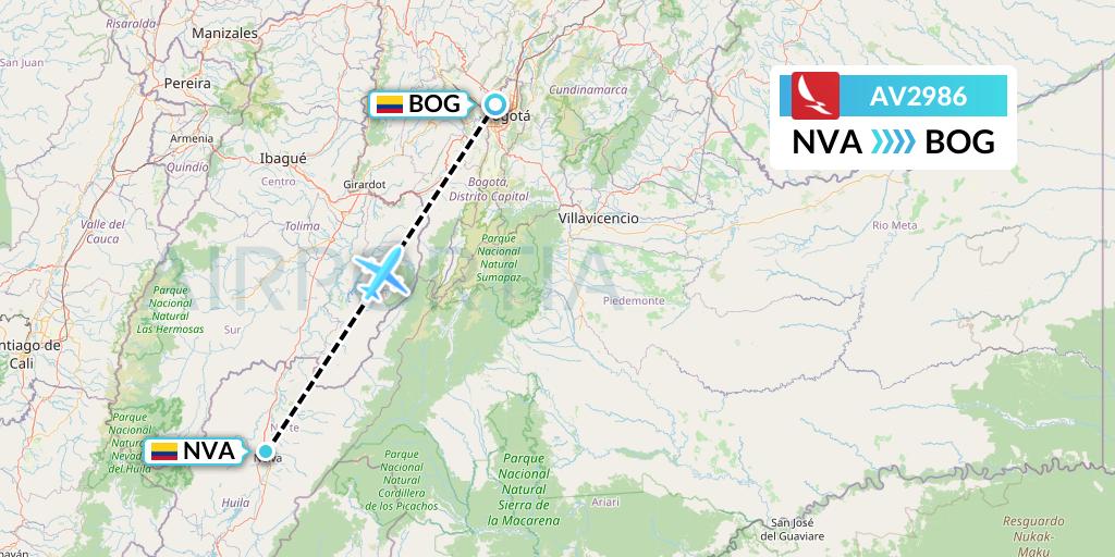 AV2986 Avianca Flight Map: Neiva to Bogota