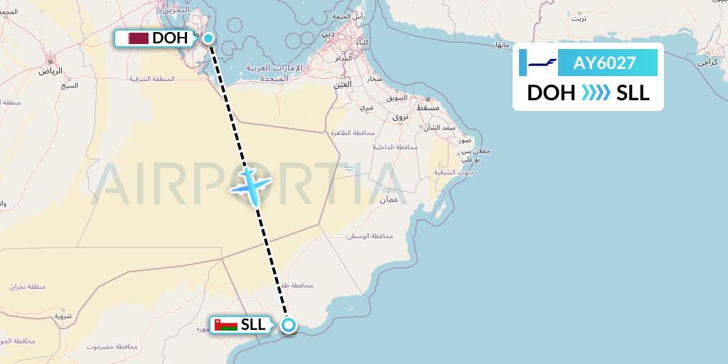 AY6027 Finnair Flight Map: Doha to Salalah