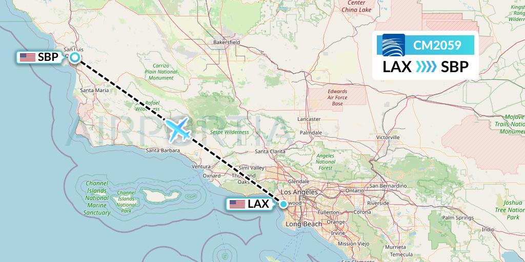 CM2059 Copa Airlines Flight Map: Los Angeles to San Luis Obispo