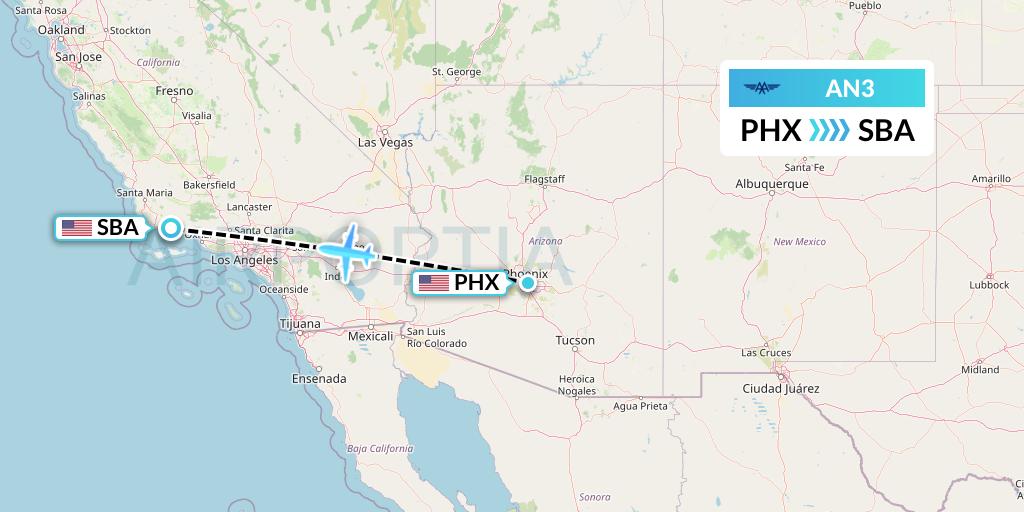 AN3 Advanced Air Flight Map: Phoenix to Santa Barbara