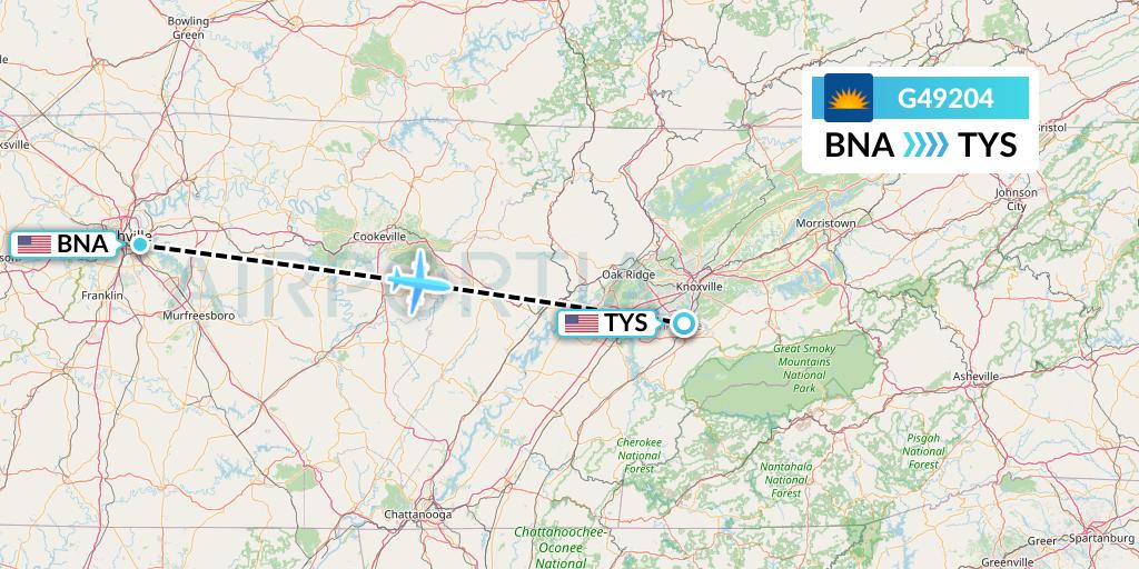 G49204 Flight Status Allegiant Air Nashville to Knoxville (AAY9204)