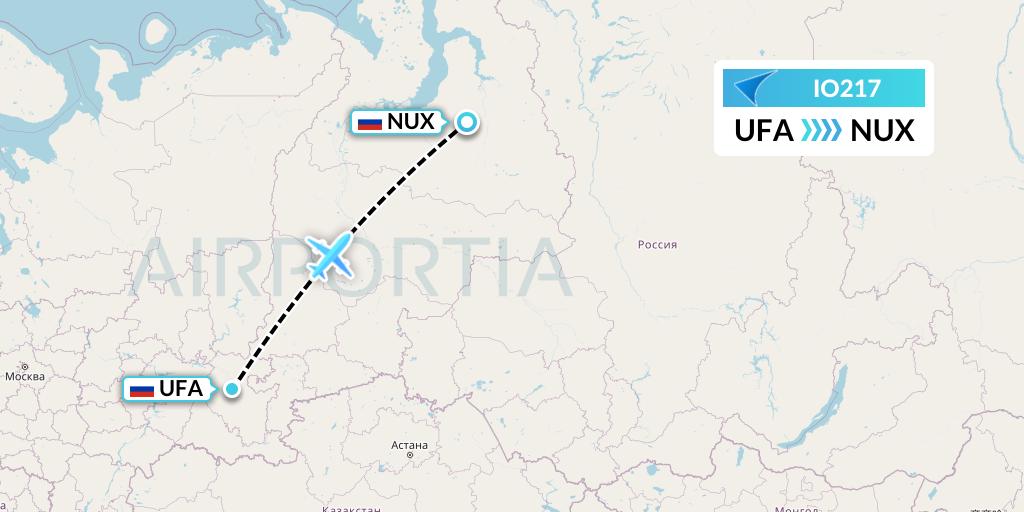 IO217 IrAero Flight Map: Ufa to Novy Urengoy