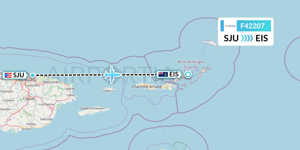 F42207 Air Flamenco Flight Map: San Juan to Beef Island