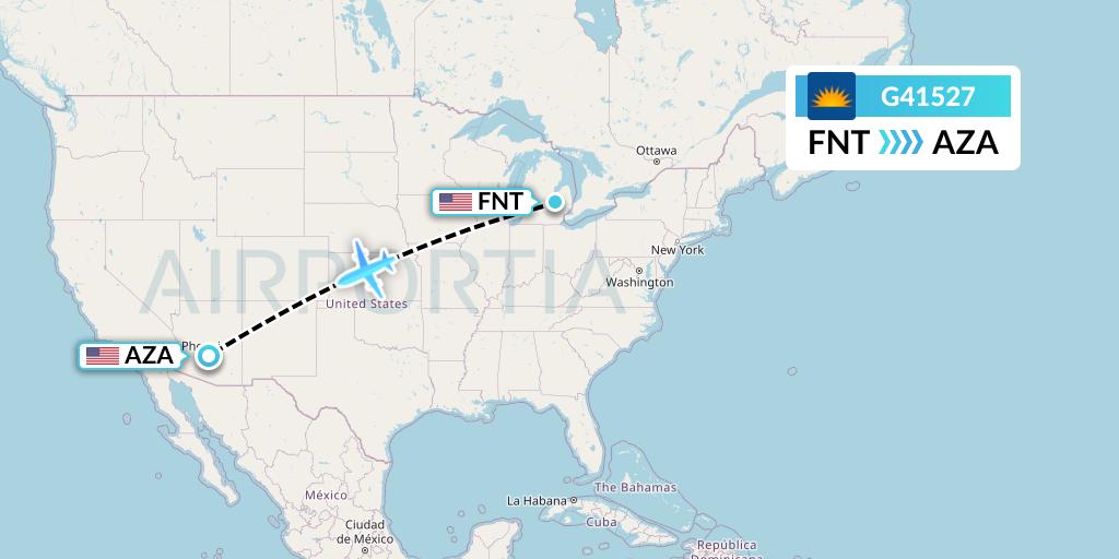 G41527 Allegiant Air Flight Map: Flint to Phoenix