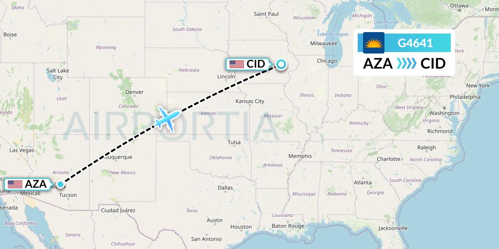 G4641 Allegiant Air Flight Map: Phoenix to Cedar Rapids