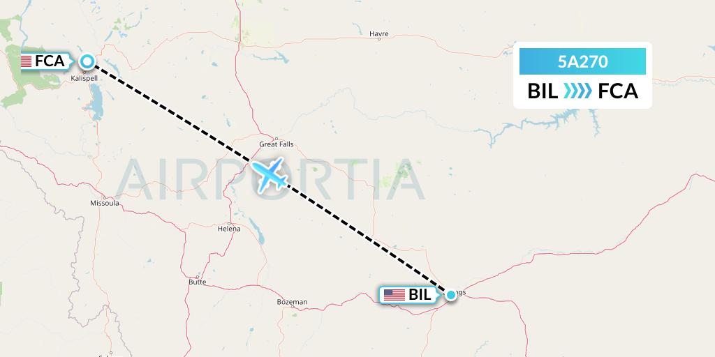 5A270 Alpine Air Express Flight Map: Billings to Kalispell