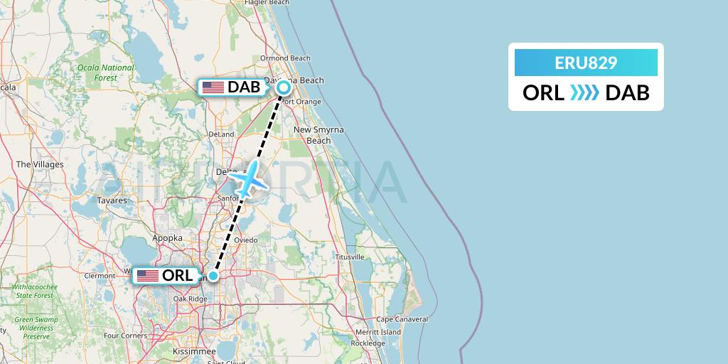 ERU829 Embry-riddle Aeronautical University Flight Map: Orlando to Daytona Beach