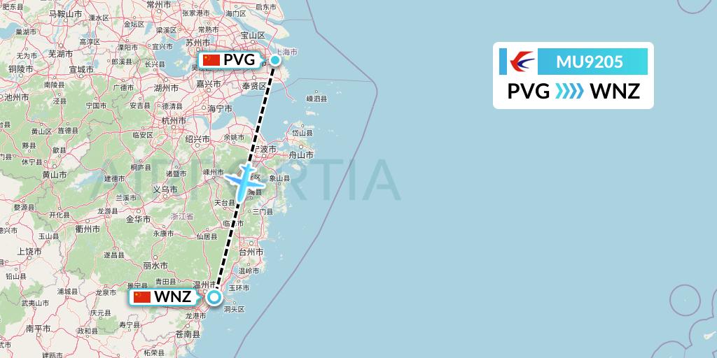 MU9205 China Eastern Airlines Flight Map: Shanghai to Wenzhou