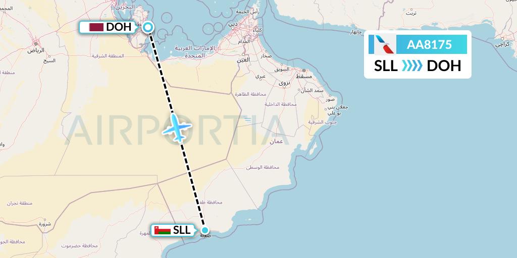 AA8175 American Airlines Flight Map: Salalah to Doha
