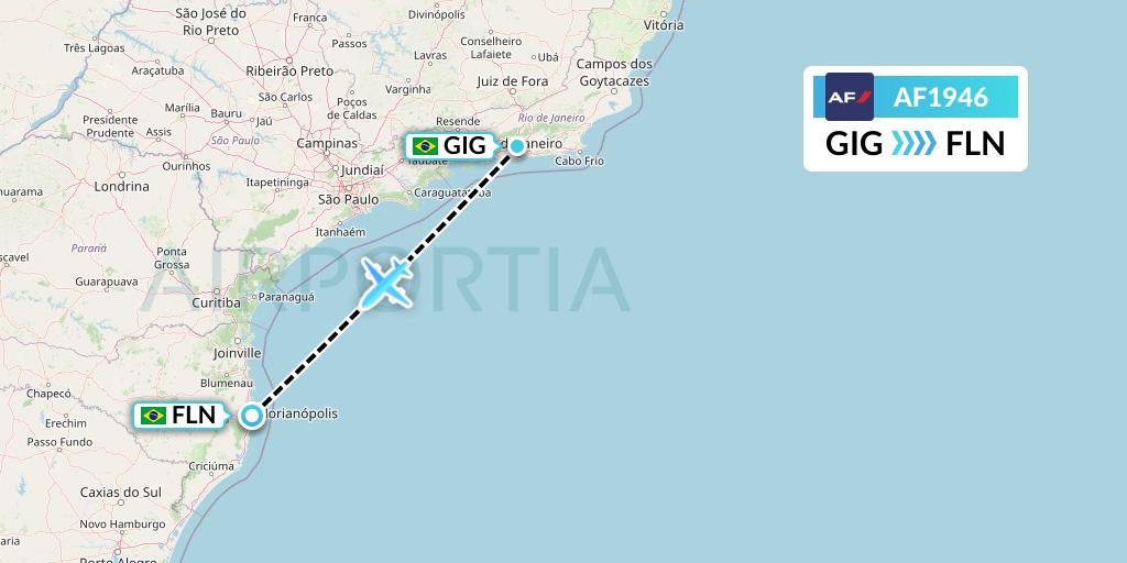AF1946 Air France Flight Map: Rio de Janeiro to Florianopolis